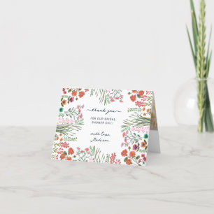 Wildflower Bridal Shower Letterpress Thank You Card