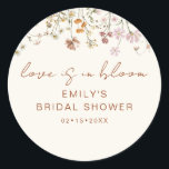Wildflower Bridal Shower Love is In Bloom Classic Round Sticker<br><div class="desc">Express gratitude with our Wildflower Thank You Bridal Shower In Bloom Classic Round Sticker. These charming stickers feature a delightful wildflower design, infusing a touch of natural beauty into your bridal shower thank-you notes or favors. The classic round shape adds versatility, making them perfect for various uses, from sealing envelopes...</div>
