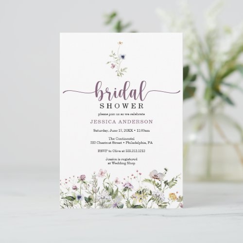 Wildflower Bridal Shower Minimal Invitation Card
