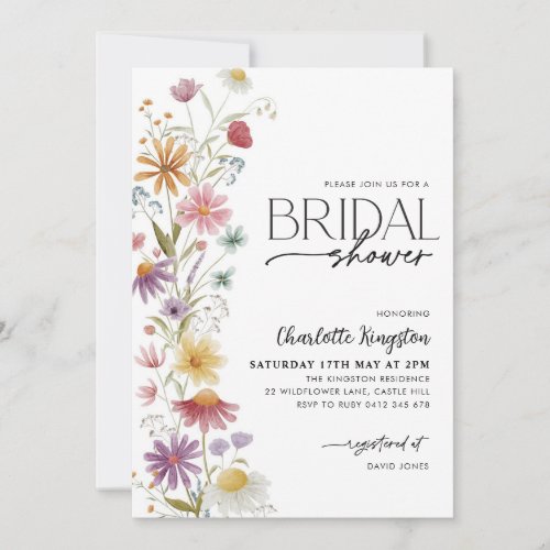 Wildflower Bridal Shower multi_colored Floral Invitation