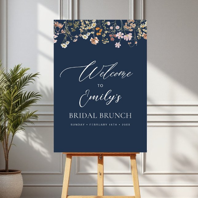 Wildflower Bridal Shower Navy Blue Welcome Sign (Creator Uploaded)