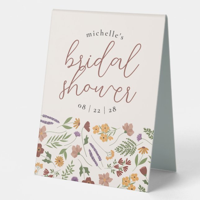 Wildflower Bridal Shower or Wedding Table Tent (Front)