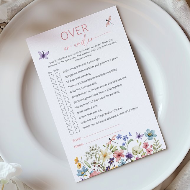 Wildflower Bridal Shower Over or Under game (Creator Uploaded)