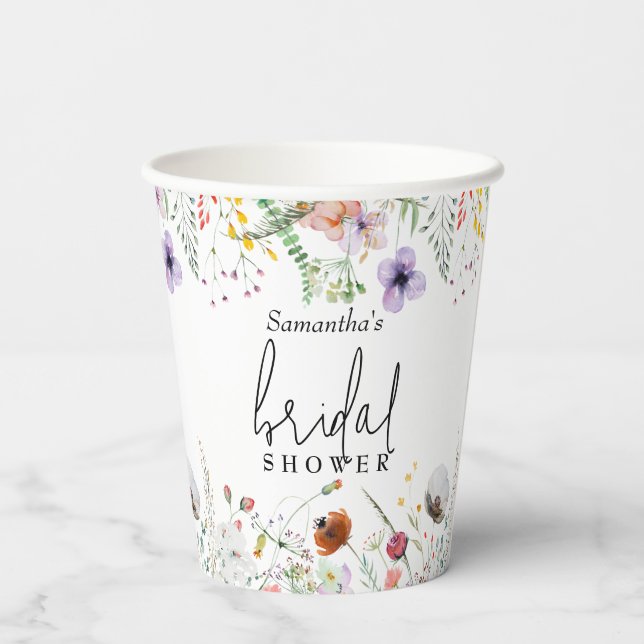Wildflower Bridal Shower Paper Cups (Back)