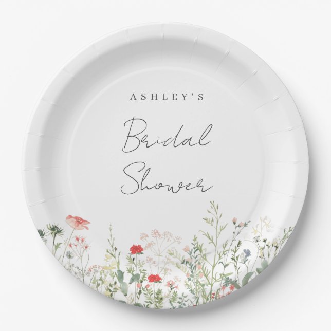 Wildflower Bridal Shower Paper Plates (Front)