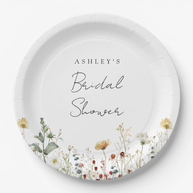 Wildflower Bridal Shower Paper Plates (Front)