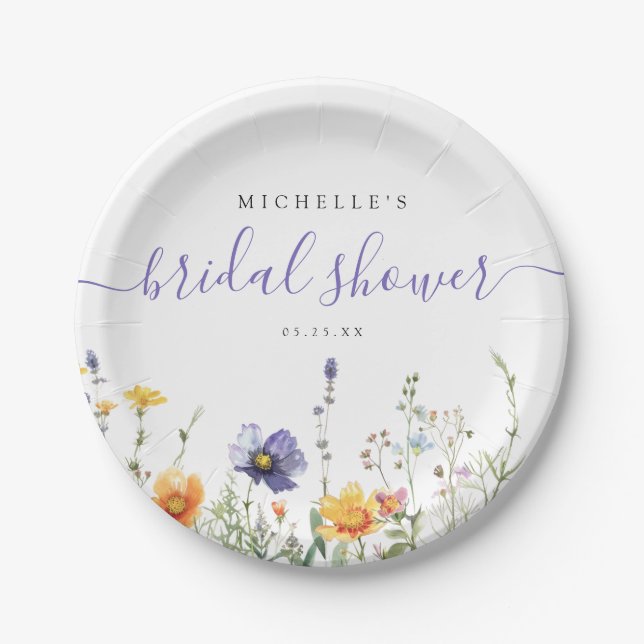 Wildflower Bridal Shower Paper Plates (Front)