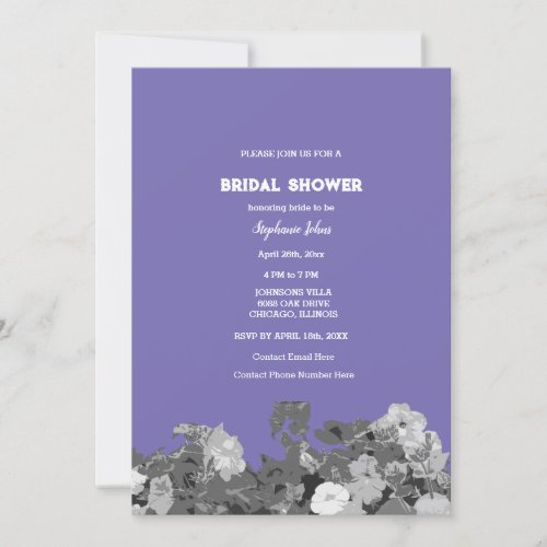 Wildflower Bridal Shower Periwinkle Floral Wedding Invitation