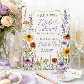 Wildflower Bridal Shower Personalized Botanical Pedestal Sign