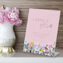 Wildflower Bridal Shower Pink Cards and Gifts Pedestal Sign