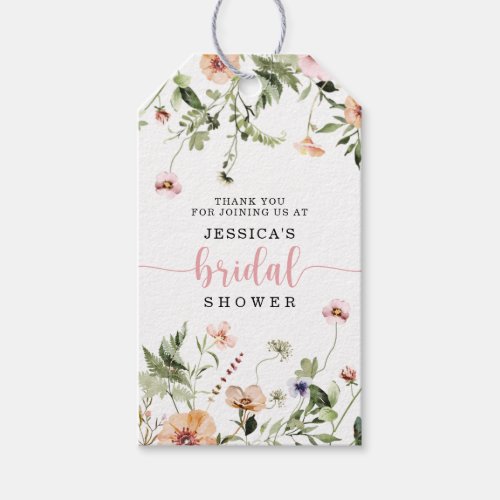 Wildflower Bridal Shower Pink Floral Favor Gift Tags