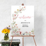Wildflower Bridal Shower Pink Floral Welcome Foam Board<br><div class="desc">This design features a delicate bouquet of painted wildflowers and greenery along with a lovely combination of modern and rustic fonts. See the entire collection for more matching items!</div>