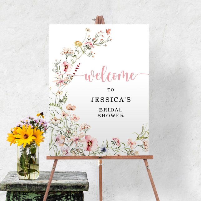 Wildflower Bridal Shower Pink Floral Welcome Foam Board (Creator Uploaded)