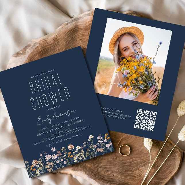 Wildflower Bridal Shower QR Code Photo Invitation Flyer (Creator Uploaded)