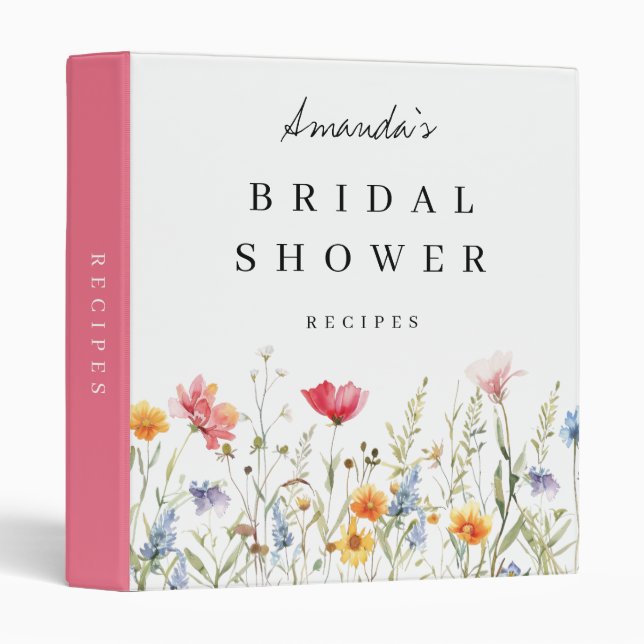 Wildflower Bridal Shower Recipe 3 Ring Binder (Front/Spine)