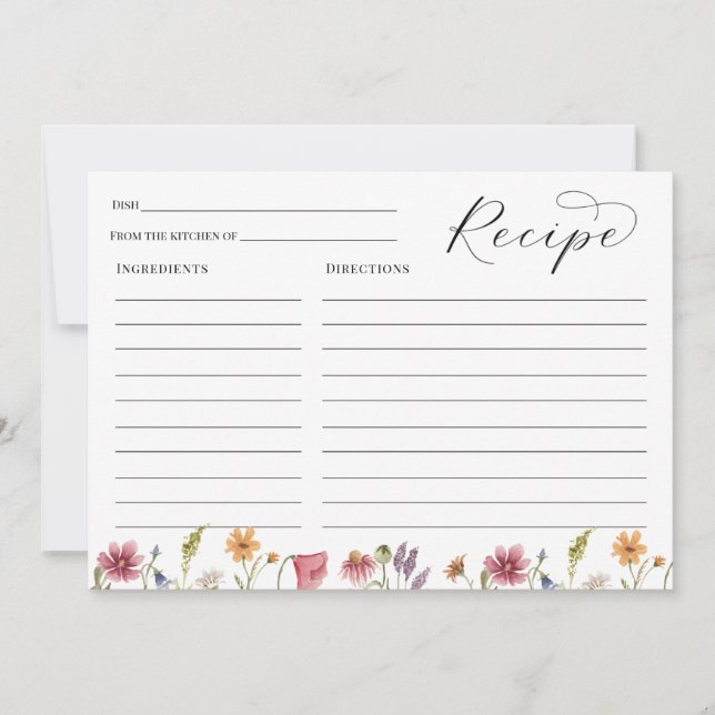 Wildflower Bridal Shower Recipe card (Front)