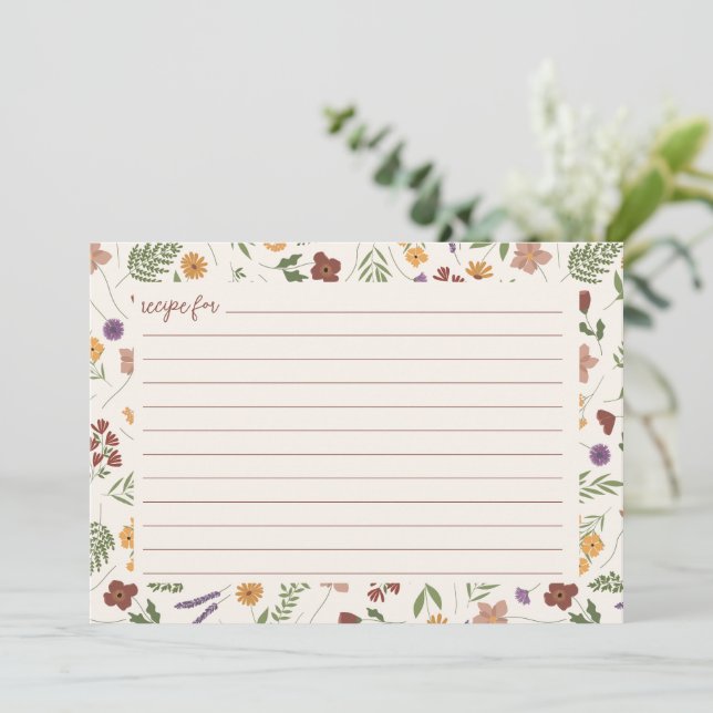 Wildflower Bridal Shower Recipe Card (Standing Front)