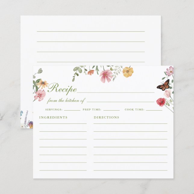 Wildflower Bridal Shower Recipe Card (Front/Back)