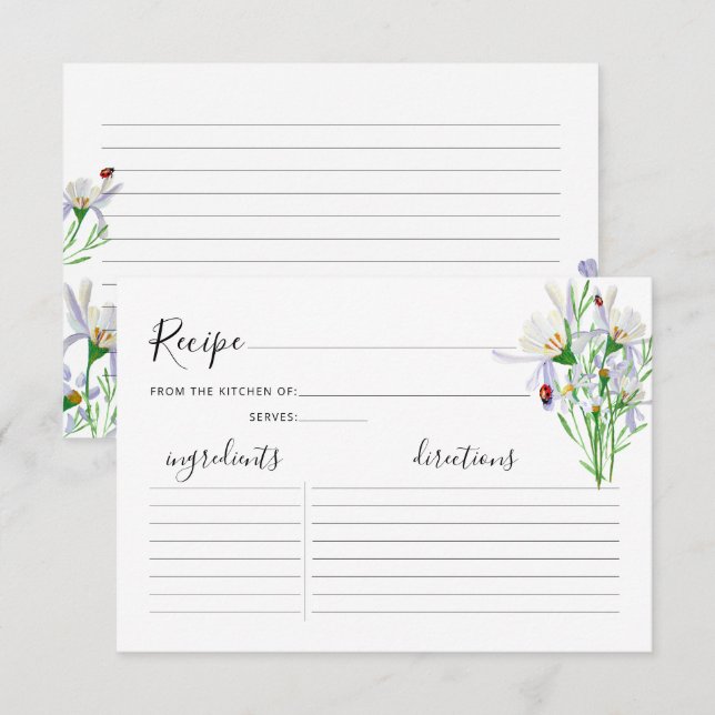 Wildflower Bridal Shower Recipe Card (Front/Back)