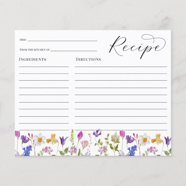 Wildflower Bridal Shower Recipe card (Front)