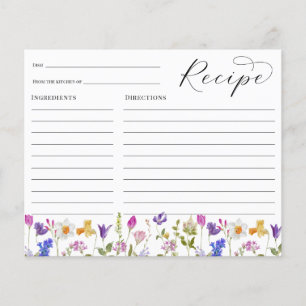 Wildflower Bridal Shower Recipe card