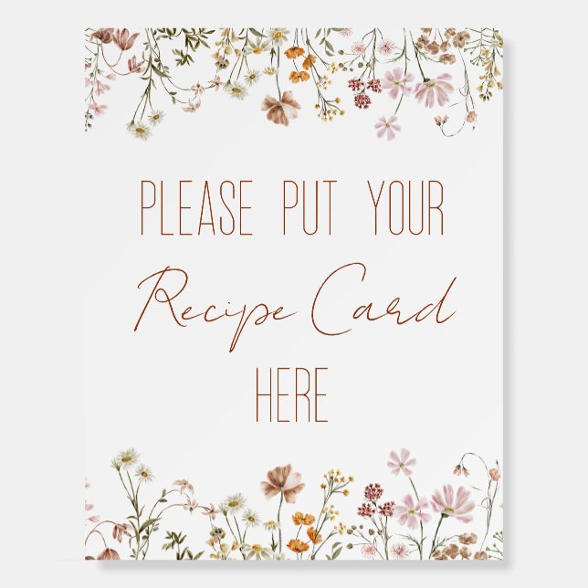 Wildflower Bridal Shower Recipe Card Here Foam Board (Front)