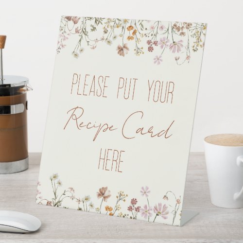 Wildflower Bridal Shower Recipe Card Here Pedestal Sign