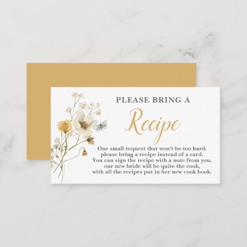 Wildflower Bridal Shower Recipe Card Request