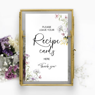 Wildflower Bridal Shower Recipe Card Sign