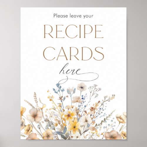 Wildflower Bridal Shower Recipe Cards Poster