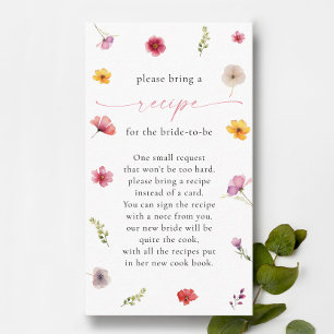 Wildflower Bridal Shower Recipe Request Enclosure Card