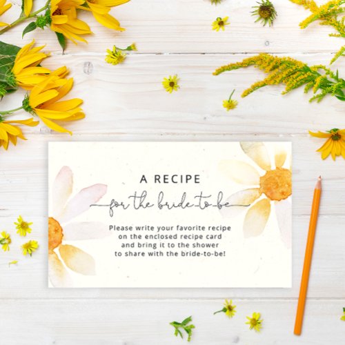 Wildflower Bridal Shower Recipe Request Enclosure Card