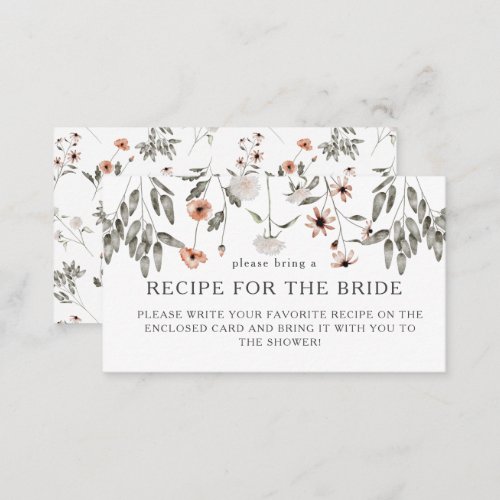 Wildflower Bridal Shower Recipe Request Enclosure Card
