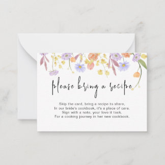 Wildflower Bridal Shower Recipe Request Enclosure Note Card