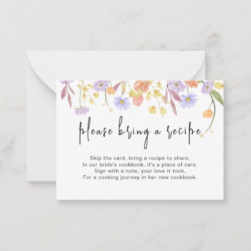 Wildflower Bridal Shower Recipe Request Enclosure Note Card