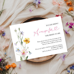 Wildflower Bridal Shower Recipe Request Invitation