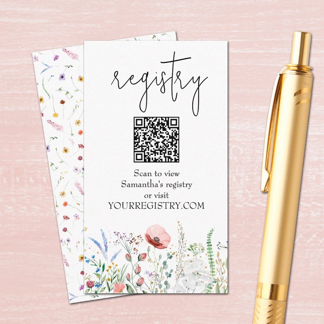 Wildflower Bridal Shower Registry Enclosure Card (Wildflower Bridal Shower Registry Enclosure Cards 3.5" x 2")
