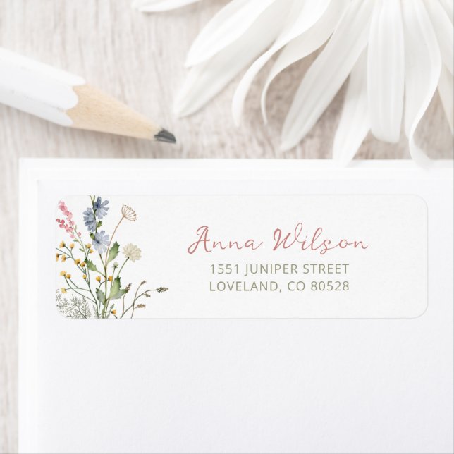 Wildflower Bridal Shower Return Address Label (Insitu)