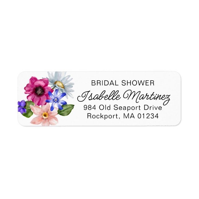 Wildflower Bridal Shower Return Adress Label (Front)