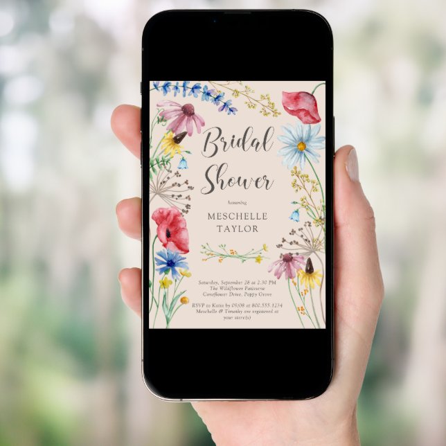Wildflower Bridal Shower Rustic Country Floral Invitation (Front Digital)