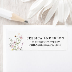 Wildflower Bridal Shower Rustic Floral Address Label