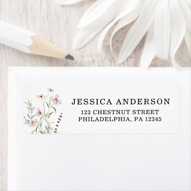 Wildflower Bridal Shower Rustic Floral Address Label (Insitu)