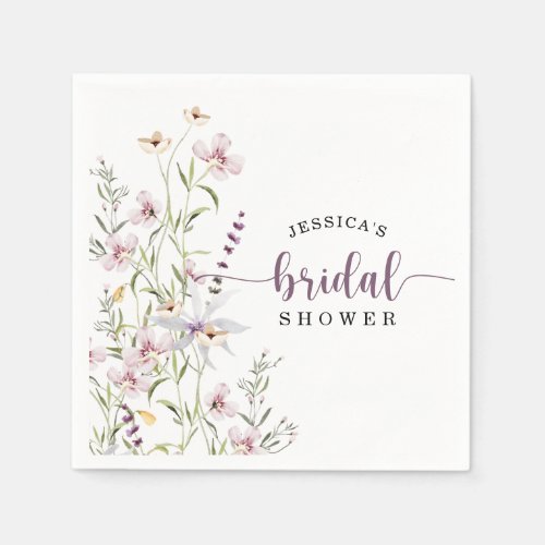 Wildflower Bridal Shower Rustic Floral Napkins