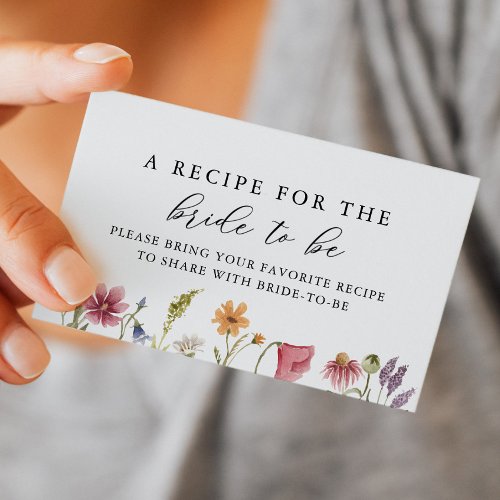 Wildflower Bridal Shower Share A Recipe Enclosure Card
