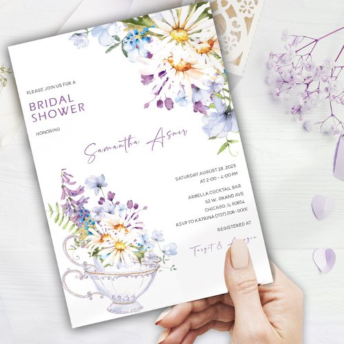 Wildflower Bridal Shower Tea Party Invitation