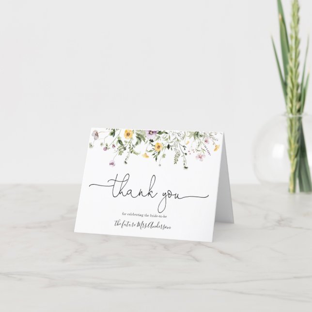 Wildflower Bridal Shower Thank You Card (Front)