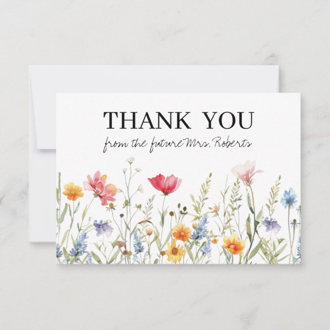Wildflower Bridal Shower Thank You Card (Front)