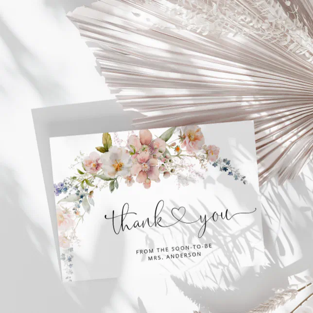 Wildflower Bridal Shower Thank You Card Zazzle