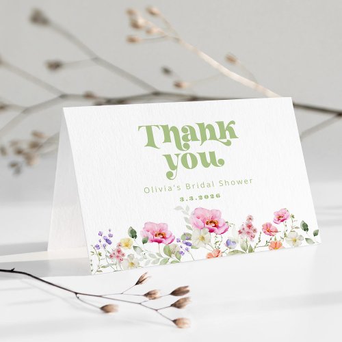 Wildflower bridal shower thank you card