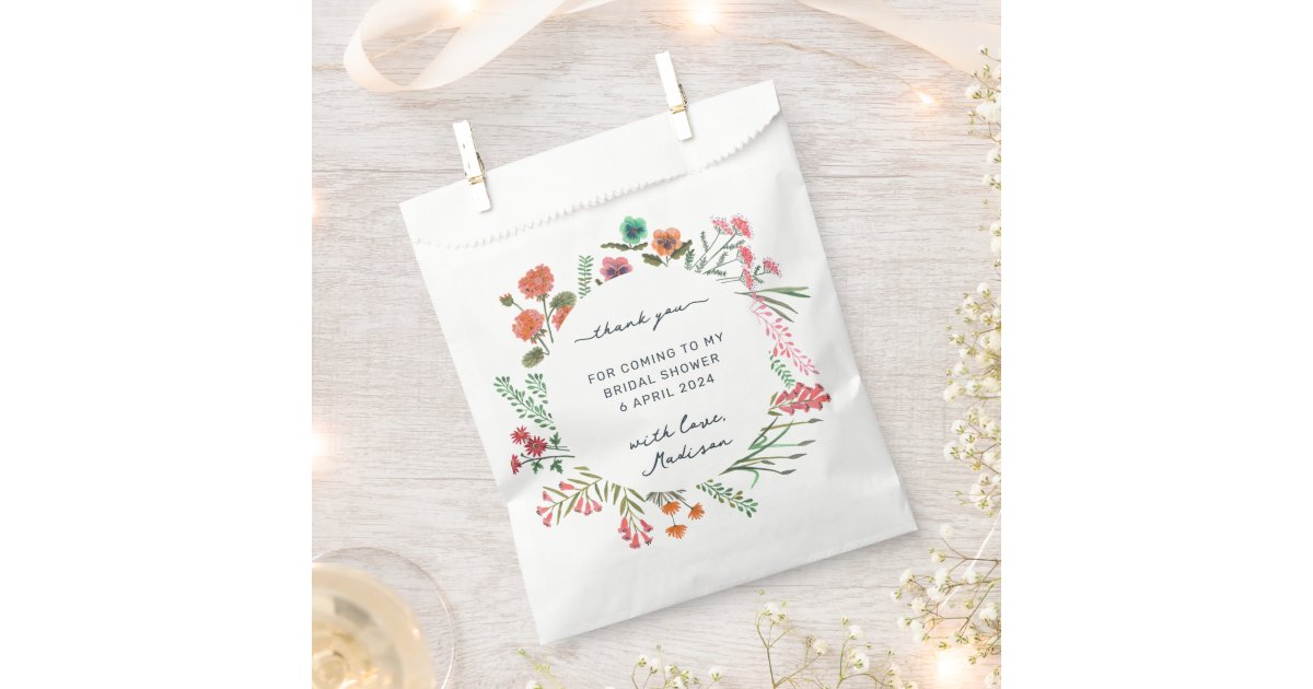 Wildflower Bridal Shower Thank You Favor Bag | Zazzle